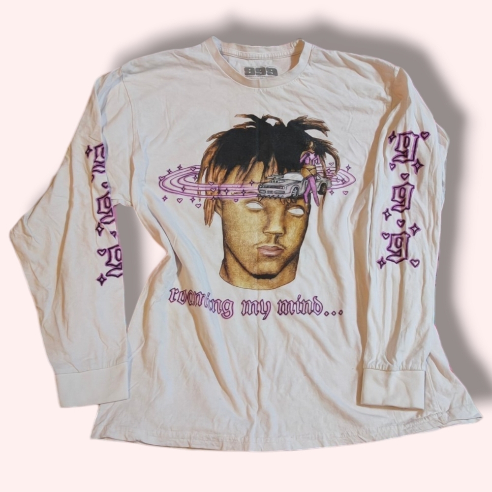 Juice Wrld Graphic Long Sleeve Tee - White and Purple